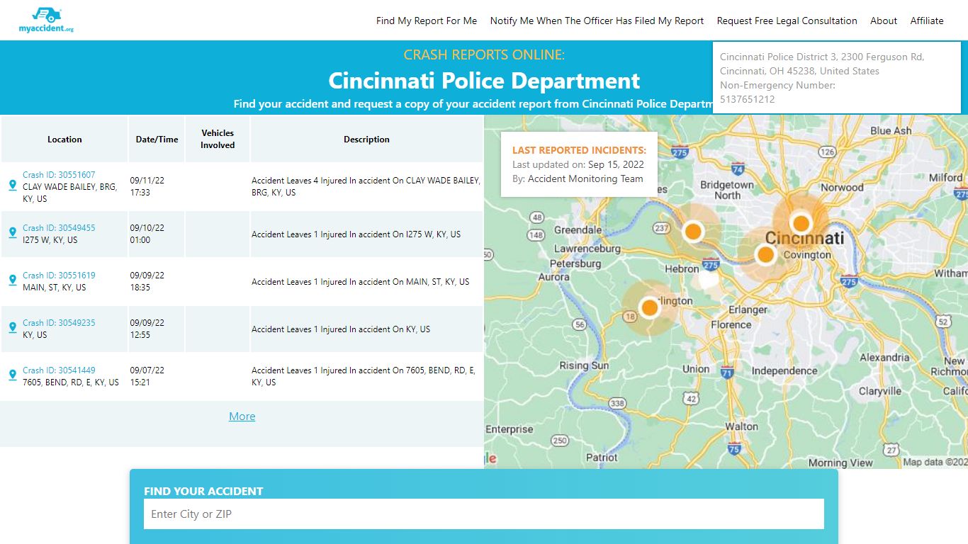 Online Crash Reports for Cincinnati Police Department - MyAccident.org
