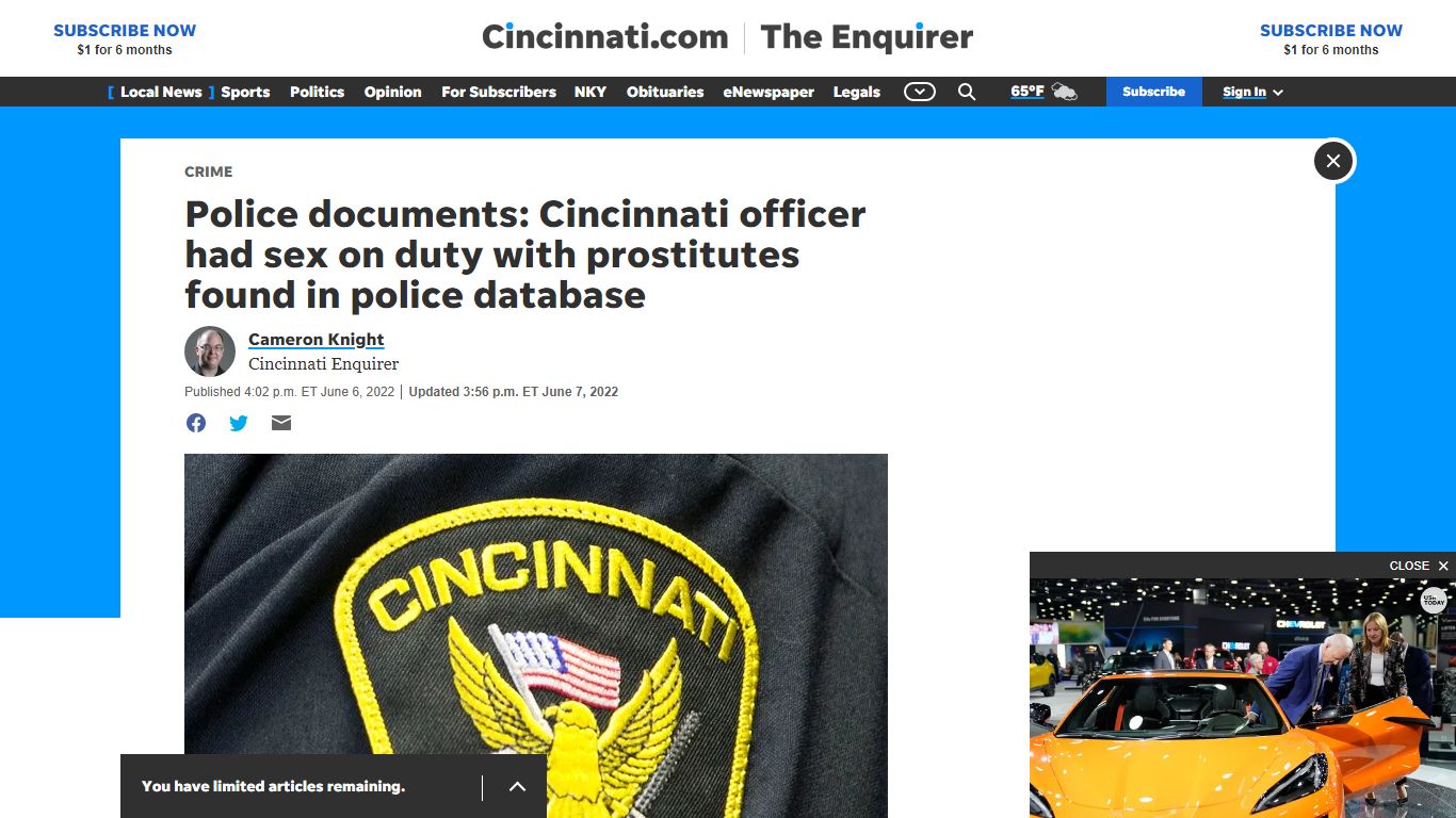 Police documents: Cincinnati officer had sex on duty with prostitutes ...